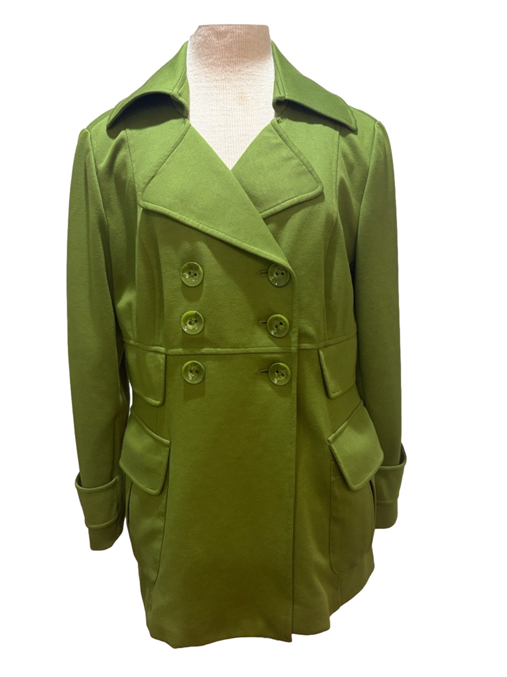 Sandro Sportswear sz L green lightweight double breasted pea coat